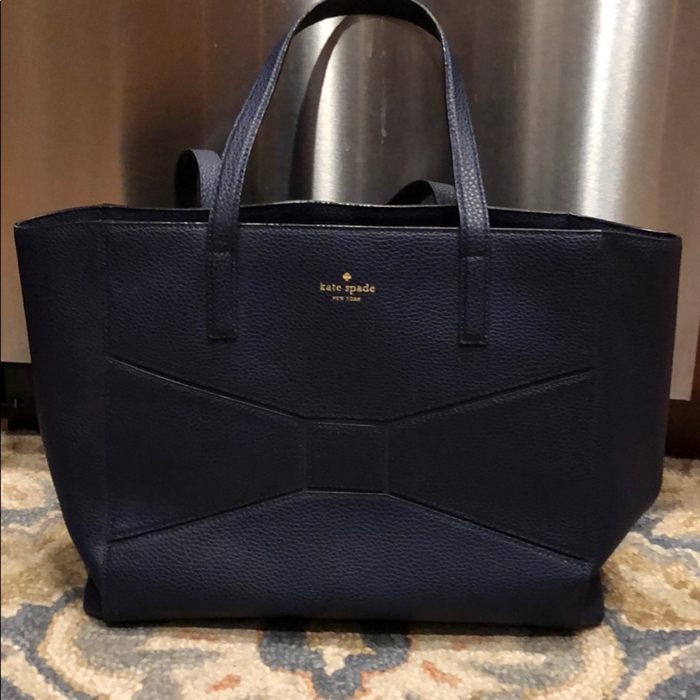 Navy pebbled leather tote by Kate spade
